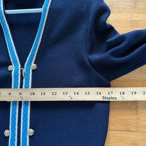 Vintage St. John Collection By Marie Claire Knit Cardigan Size 2 Blue‎ Zip up - Picture 6 of 12